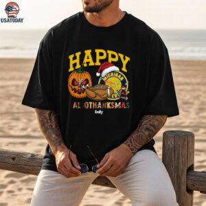Funny HalloThanksMas Michigan Wolverines Shirt, Personalized Holiday Tee with Pumpkin Football Santa Hat, NCAA Fan Gift for Halloween Thanksgiving Christmas