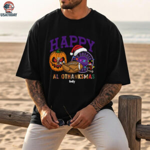 Funny HalloThanksMas TCU Horned Frogs Shirt, Personalized Holiday Tee with Pumpkin Football Santa Hat, NCAA Fan Gift for Halloween Thanksgiving Christmas