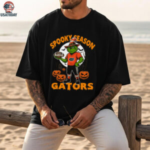 Funny Spooky Season Florida Gators Shirt – NCAA Football Tee – Custom Name Grinch Halloween College Fan Gear