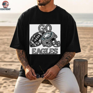 Go Eagles Bling Football Helmet & Ball T Shirt