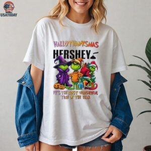 Grinch x Hershey happy HalloThanksMas it’s the most wonderful time of the year shirt