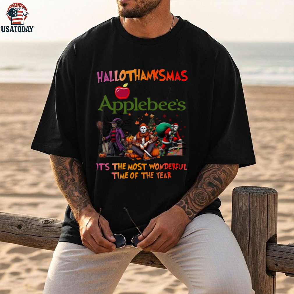 Hallothanksmas Horror Movies Shirt Applebee’s Holiday Halloween Christmas Tee Hallothanksmas Horror Movies Shirt Applebee’s Holiday Halloween Christmas Tee