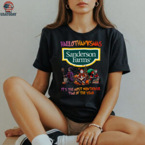 Halloween Thanksgiving Christmas Shirt Horror Movies X Sanderson Farms Hallothanksmas Tee