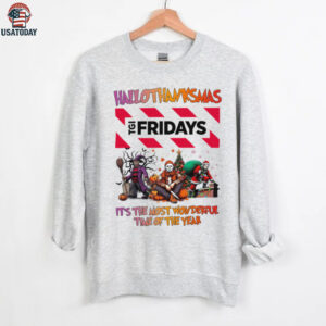 Halloween Thanksgiving Christmas Shirt Horror Movies X TGI Fridays Hallothanksmas Tee