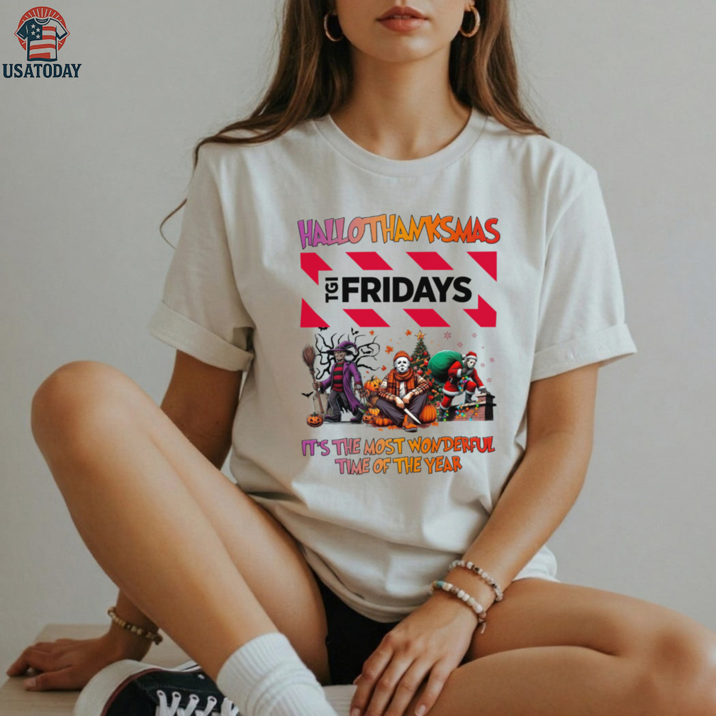 Halloween Thanksgiving Christmas Shirt Horror Movies X TGI Fridays Hallothanksmas Tee Halloween Thanksgiving Christmas Shirt Horror Movies X TGI Fridays Hallothanksmas Tee