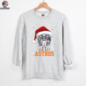 Houston Astros Santa Christmas Lights Family Shirt – Personalized MLB Fan Tee – Custom Holiday Baseball Apparel Gift for Kids