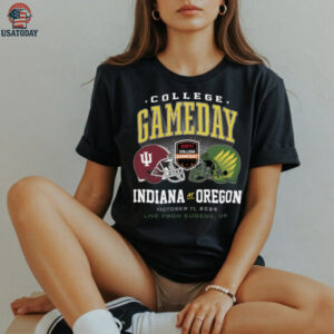 Indiana Hoosiers vs Oregon Ducks College GameDay Live From Eugene OR October 11 2025 Helmets T Shirt