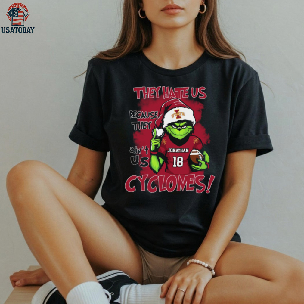 Iowa State Cyclones Custom Name Grinch Christmas Tee – NCAA Football Holiday Shirt – Quote “They Hate Us Because They Ain’t Us” Gift Iowa State Cyclones Custom Name Grinch Christmas Tee – NCAA Football Holiday Shirt – Quote “They Hate Us Because They Ain’t Us” Gift