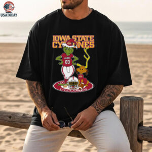 Iowa State Cyclones Grinch with Dog Tee – Custom Name NCAA Football Shirt – Personalized Holiday Gift & Game Day Fan Style