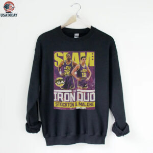 John Stockton, Karl Malone Black Utah Jazz Slam Iron Duo T Shirt