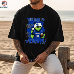 Kentucky Wildcats Custom Name Grinch Xmas Shirt – Personalized NCAA Football Tee – Quote Holiday Outfit “They Hate Us Because They Ain’t Us”
