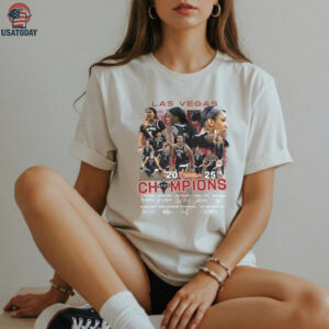 Las Vegas Aces 2025 WNBA Champions All Stars Celebrating T Shirt Las Vegas Aces 2025 WNBA Champions All Stars Celebrating T Shirt
