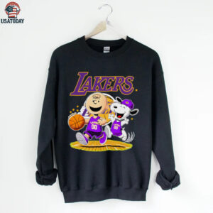 Los Angeles Lakers X Charlie Brown And Snoopy Playing Basketball Shirt