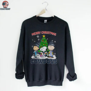 Merry Christmas Cowboys Football X Peanuts Characters Logo 2024 Shirt