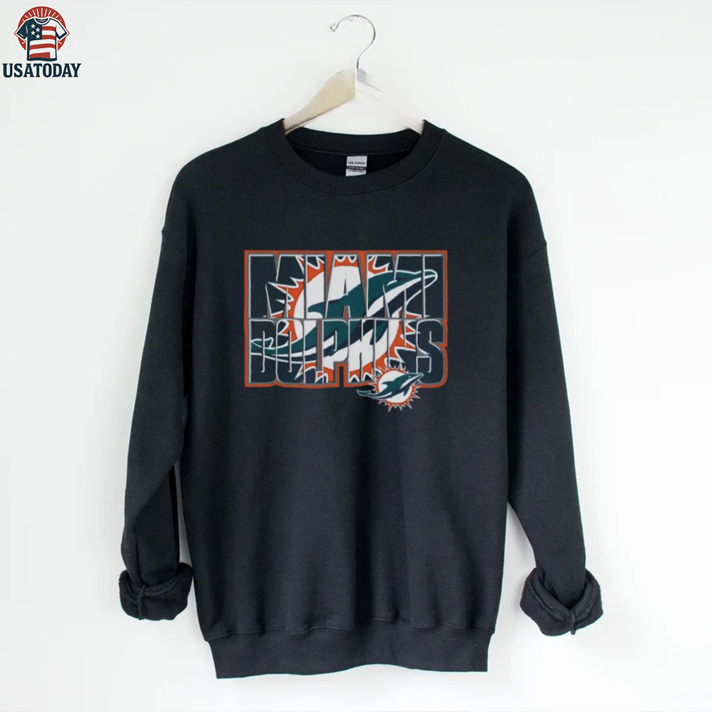 Miami Dolphins Black Team Stacked Logo Shirt Miami Dolphins Black Team Stacked Logo Shirt