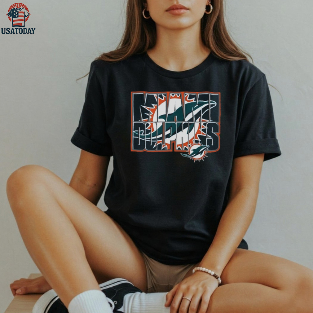 Miami Dolphins Black Team Stacked Logo Shirt Miami Dolphins Black Team Stacked Logo Shirt