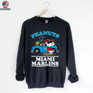 Miami Marlins Snoopy Peanuts Car Baseball T Shirt