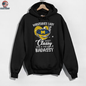 Michigan Wolverines lady sassy classy and a tad badassy diamond heart shirt