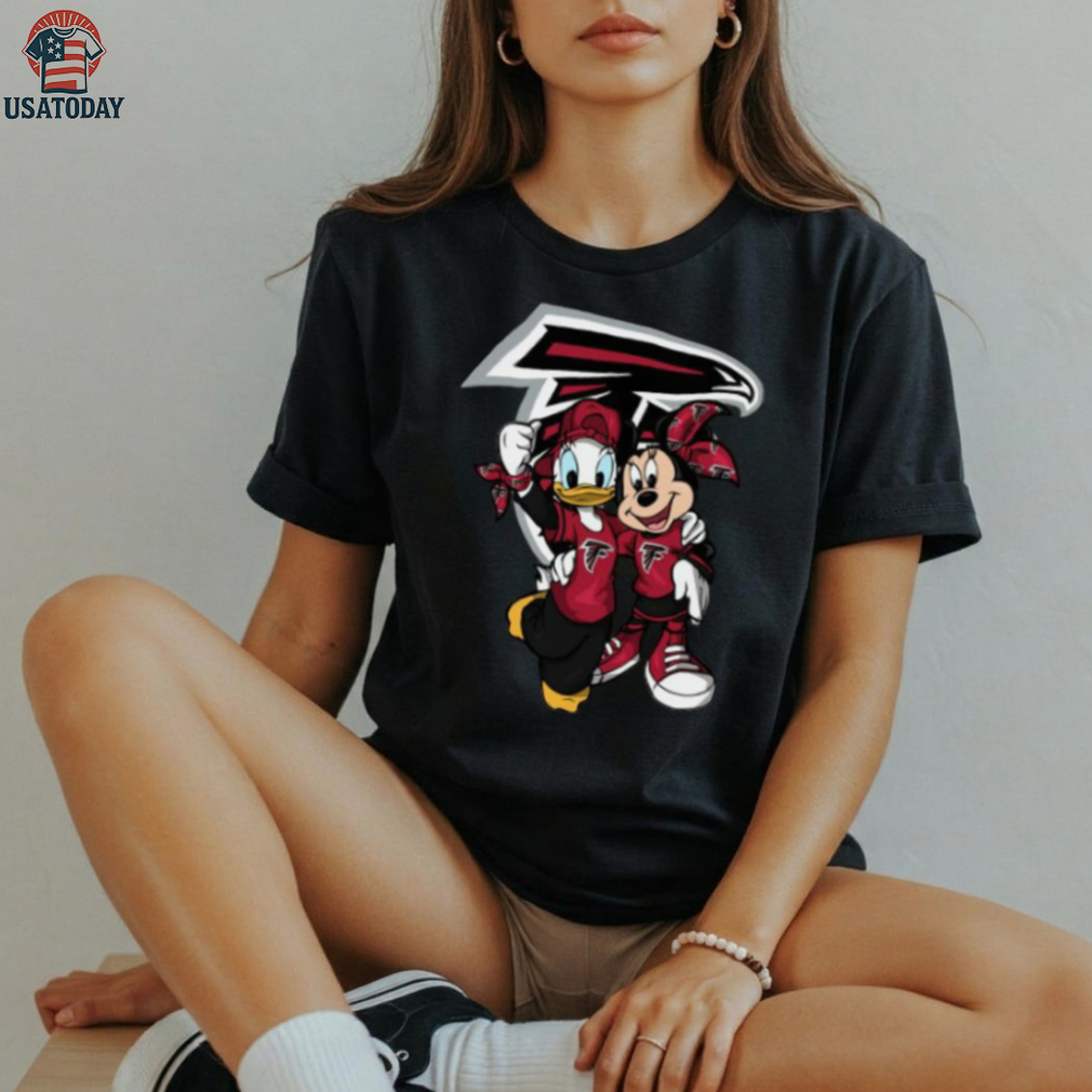 Minnie and Donald Duck Atlanta Falcons Fan Tee Minnie and Donald Duck Atlanta Falcons Fan Tee