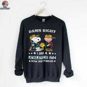 Oakland Athletics Baseball Snoopy Woodstock Charlie Brown Damn Right Now And Forever T Shirt