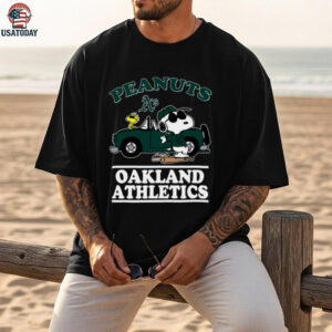 Oakland Athletics Snoopy Peanuts Car Baseball T Shirt