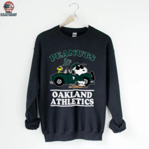 Oakland Athletics Snoopy Peanuts Car Baseball T Shirt