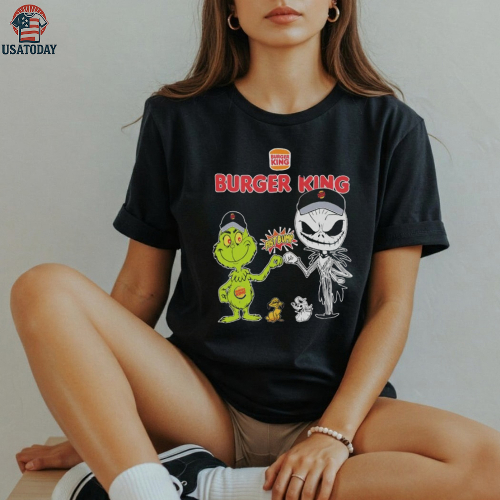 Official Burger King Merch Grinch And Jack Skellington Fist Bump Burger King Halloween Hoodie Official Burger King Merch Grinch And Jack Skellington Fist Bump Burger King Halloween Hoodie