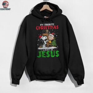 Official Snoopy Charlie Brown My Favorite Christmas Light Is Jesus Shirt