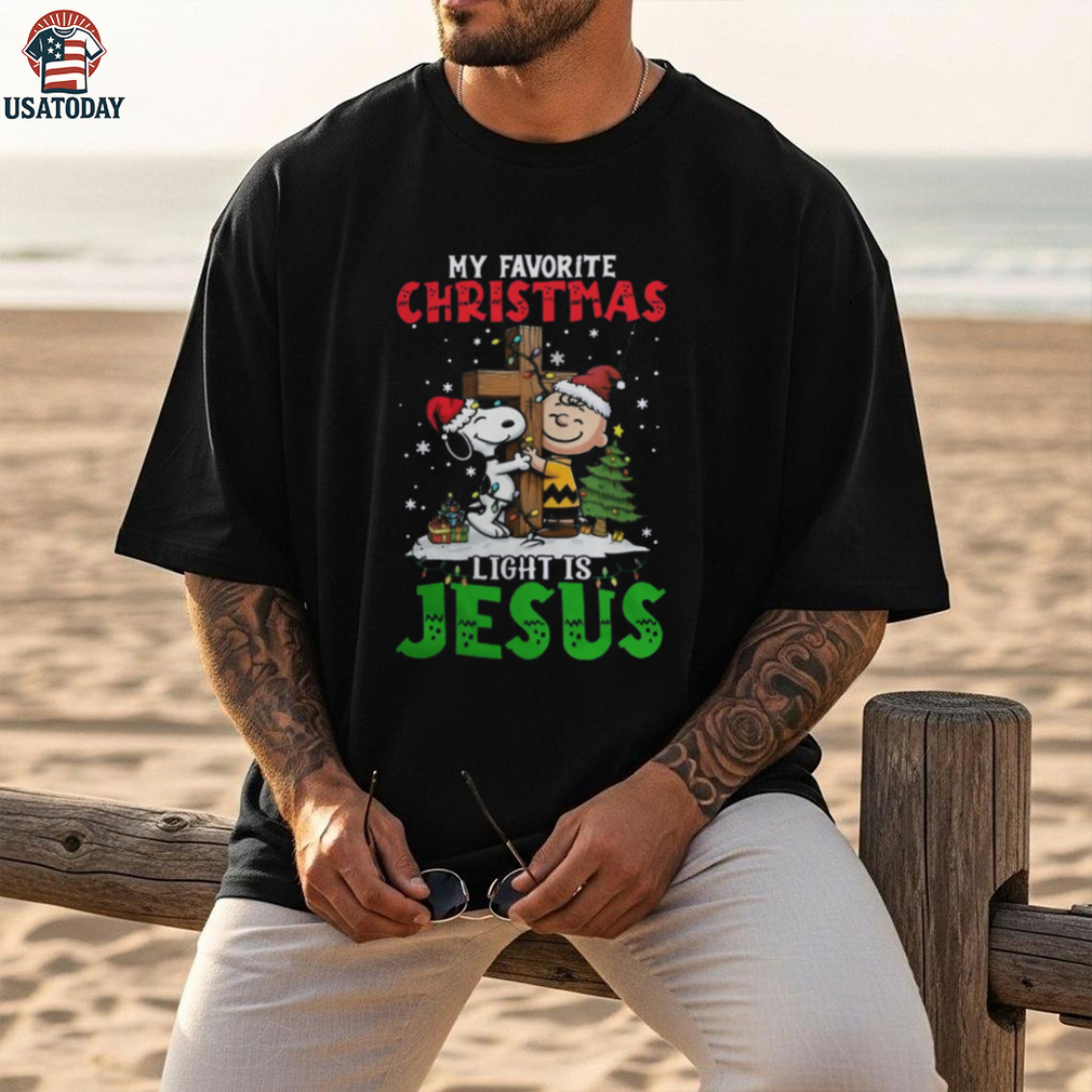 Official Snoopy Charlie Brown My Favorite Christmas Light Is Jesus Shirt Official Snoopy Charlie Brown My Favorite Christmas Light Is Jesus Shirt