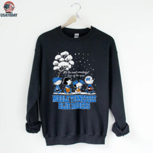 Peanuts Middle Tennessee Blue Raiders Winter It’s The Most Wonderful Time Of The Year T Shirt