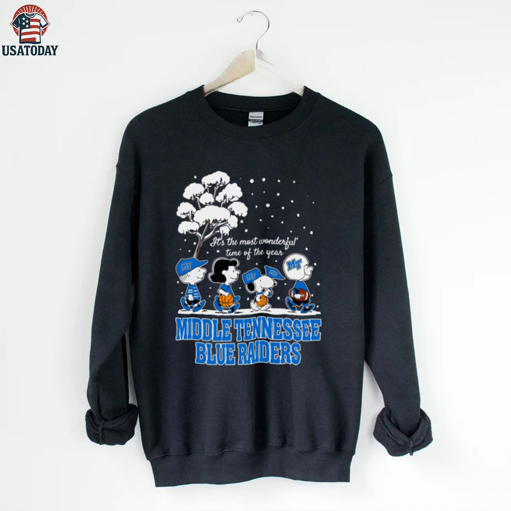 Peanuts Middle Tennessee Blue Raiders Winter It’s The Most Wonderful Time Of The Year T Shirt Peanuts Middle Tennessee Blue Raiders Winter It’s The Most Wonderful Time Of The Year T Shirt