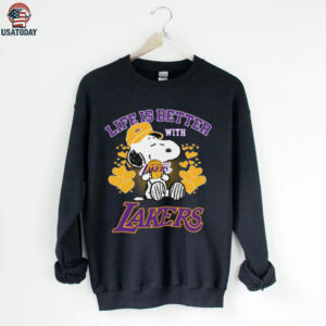 Peanuts Snoopy Life Is Better With Los Angeles Lakers Basketball Love T Shirt