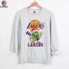 Personalized Lakers Christmas Shirt, Grinch Santa Hat Holiday Tee with Lights Scarf, Cute NBA Basketball Gift for Fans