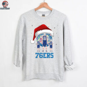 Philadelphia 76ers Christmas Dad Tee – Custom NBA Family Shirt – Personalized Name & Number Gift for Holiday & Game Day