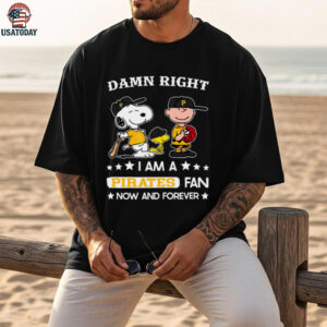 Pittsburgh Pirates Baseball Snoopy Woodstock Charlie Brown Damn Right Now And Forever T Shirt