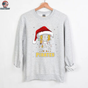 Pittsburgh Pirates Custom Santa Christmas Lights Family Tee – Personalized MLB Fan Shirt – Holiday Baseball Gift for Kids & Adults