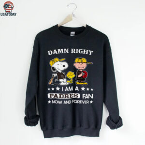 San Diego Padres Baseball Snoopy Woodstock Charlie Brown Damn Right Now And Forever T Shirt