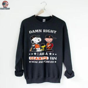 San Francisco Giants Baseball Snoopy Woodstock Charlie Brown Damn Right Now And Forever T Shirt
