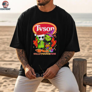 Santa Jack Skellington And Grinch x Tyson Happy HalloThanksMas Turkey Logo Tee