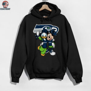 Seattle Seahawks Mickey Mouse and Donald Duck T Shirt
