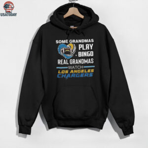 Some Grandmas Play Bingo Real Grandmas Watch Los Angeles Chargers Diamond Heart 2025 T shirt