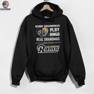 Some Grandmas Play Bingo Real Grandmas Watch Los Angeles Rams Diamond Heart 2025 T shirt