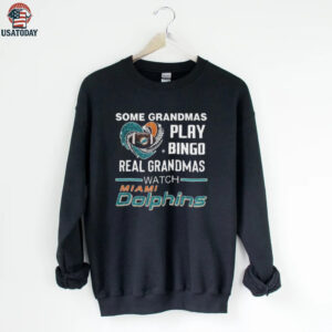 Some Grandmas Play Bingo Real Grandmas Watch Miami Dolphins Diamond Heart 2025 T shirt