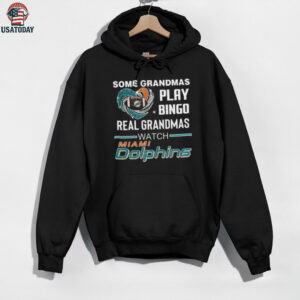Some Grandmas Play Bingo Real Grandmas Watch Miami Dolphins Diamond Heart 2025 T shirt