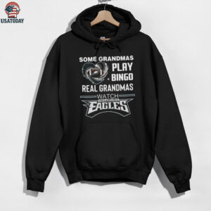 Some Grandmas Play Bingo Real Grandmas Watch Philadelphia Eagles Diamond Heart 2025 T shirt