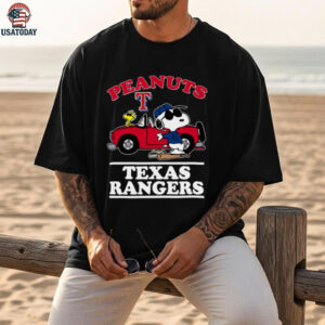 Texas Rangers Snoopy Peanuts Car Baseball T Shirt