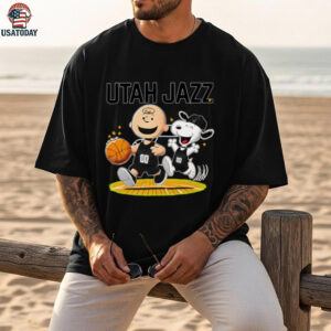 Utah Jazz X Charlie Brown And Snoopy Playing Basketball Shirt