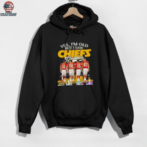 Yes I’m old but I saw Kansas City Chiefs greatness Dawson Thomas Mahomes Kelce skyline shirt